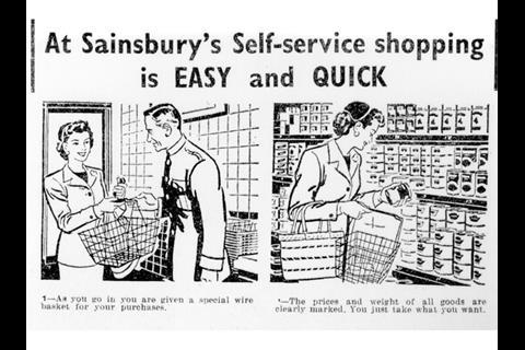 Sainsbury's Croydon store, vintage cartoon